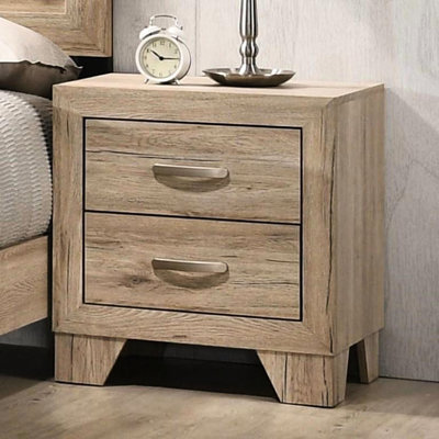 Table de chevet 2 tiroirs pour la chambre à coucher, table d'appoint en bois pour la maison