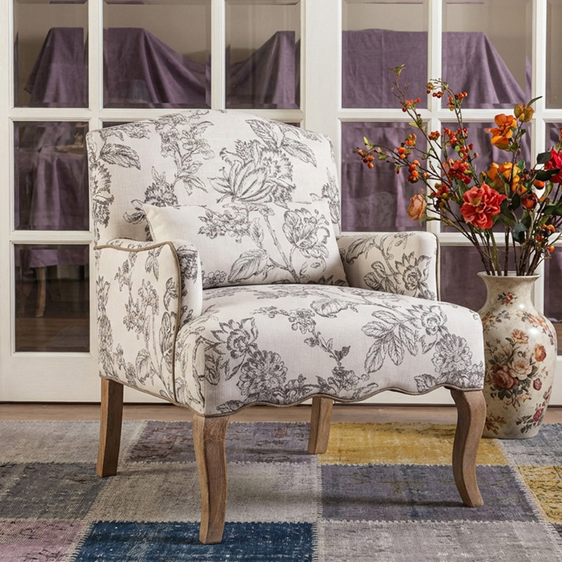 27.6" W Linen Armchair Accent Chair Comfy Single Sofa Upholstered Modern Reading Chair with Removable Pillow Wingback Arm Chair for Living Room/Bedroom/Fireplace