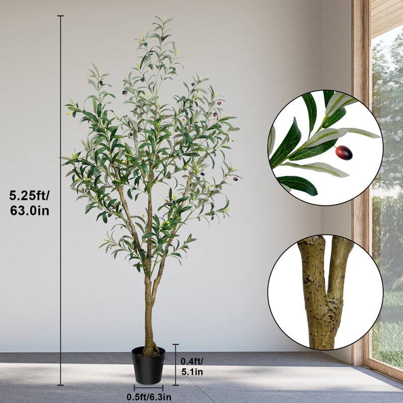 Faux Olive Tree Tree in Nursery Pot, 160cm/5.25ft