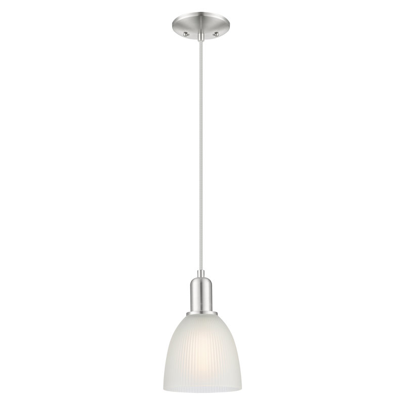Arcadia - Candor - Mini-luminaire suspendu à cordon 5 lumières 1 po, Blanc, Nickel satiné brossé