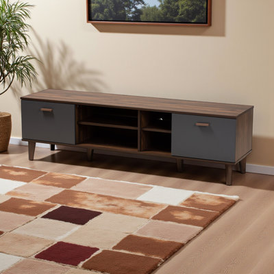 George Oliver Nora Modern Walnut Brown and Grey Finished Wood TV Stand