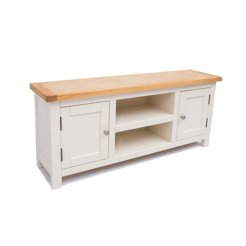 Abiorn TV Stand for TVs up to 55", White/Natural/Chrome