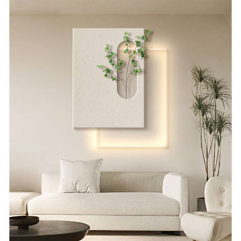 Peinture murale en acrylique Wabi-Sabi, H 21,65 po x l 18,9 po x P 0,79 po, Beige et vert