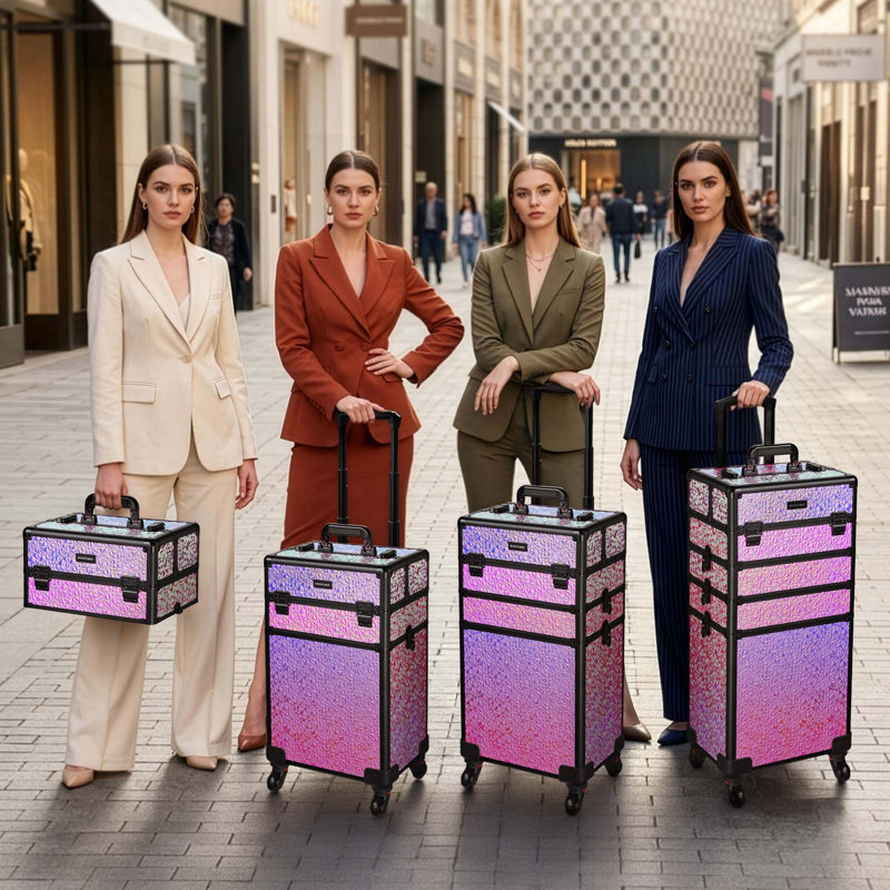 Organisateur de maquillage en aluminium, Sirène rose