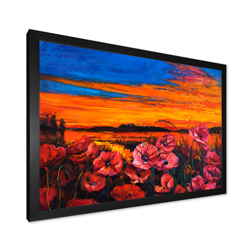 «Poppy Fields II», reproduction d'art sur toile, Cadre photo noir, H 8 po x l 12 po x P 1 po