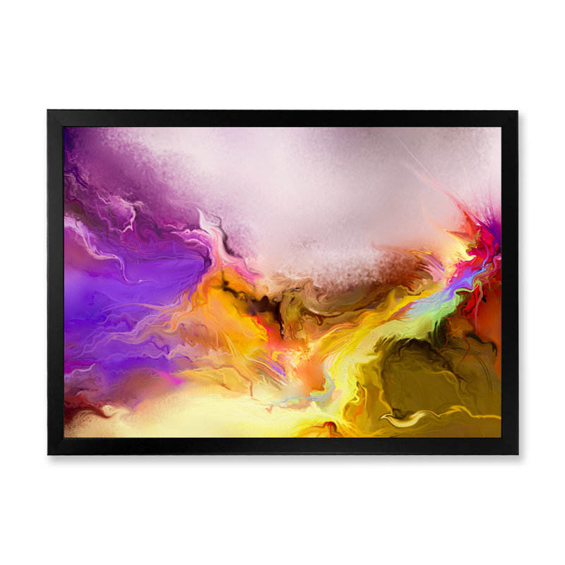 «Red and Pink Vibrant Ink Storm II», reproduction sur toile flottante, H 8 po x l 12 po x P 1 po, Cadre noir