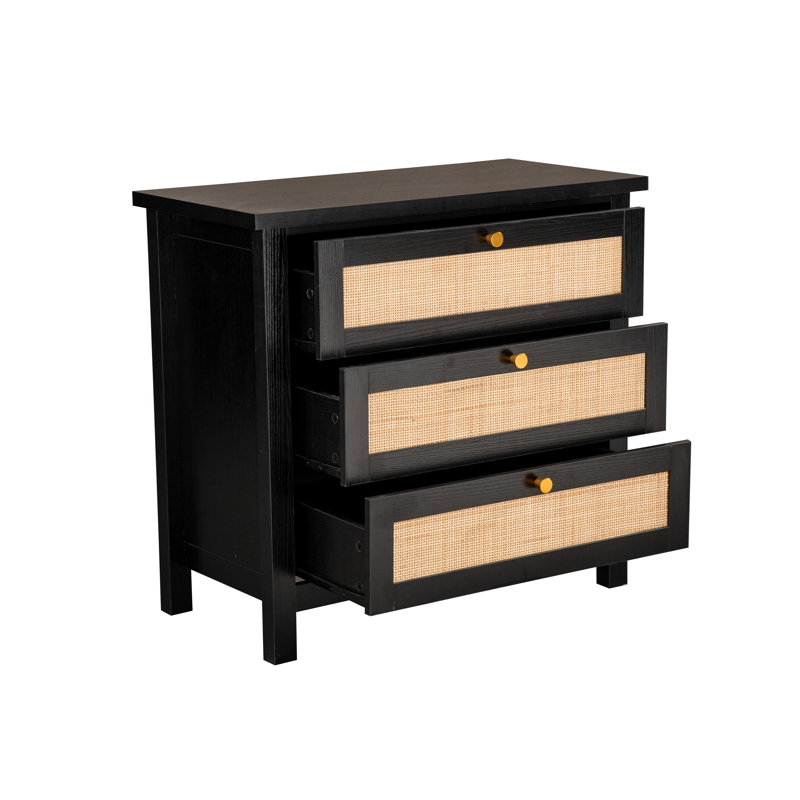 Ludden 3 - Drawer Rectangle Accent Chest, Black