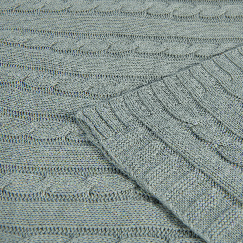 Couverture en coton tricoté , L 67 po x l 51 po, Gris clair