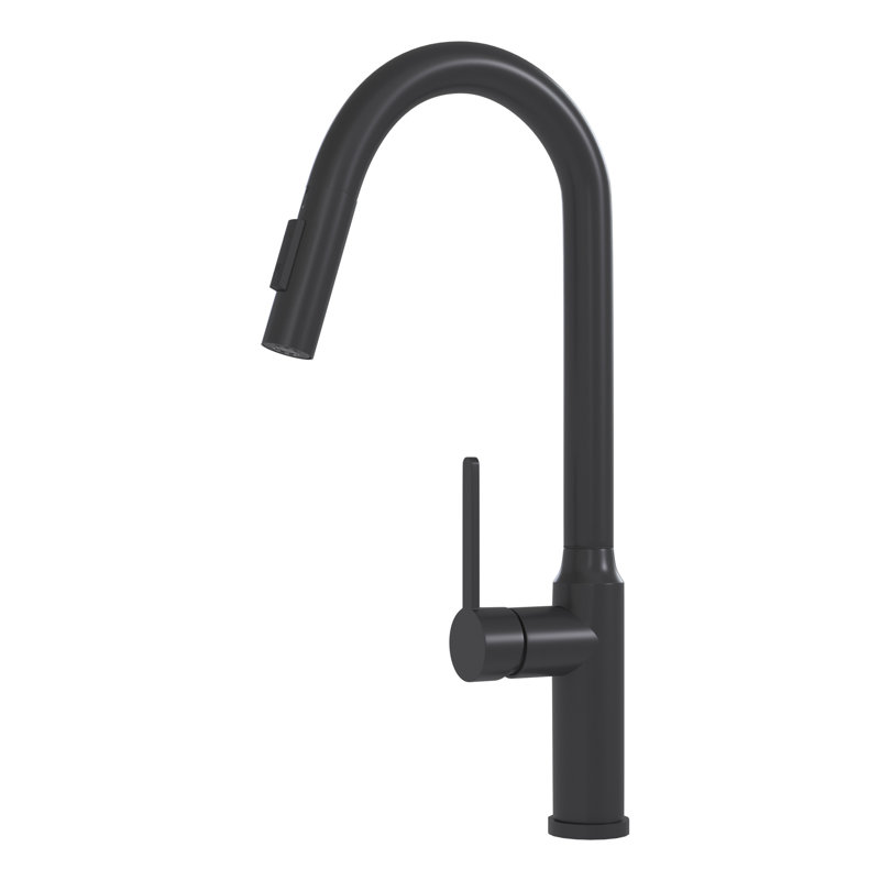 Robinet de cuisine noir mat 18,47 po avec cartouche rétractable fiable en céramique 18,47 po, Noir mat