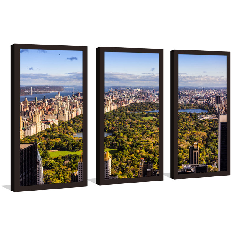 New York Central Park I - Ensemble de 3 reproductions de photos sur acrylique, H 25,5 po x l 40,5 po x P 1 po