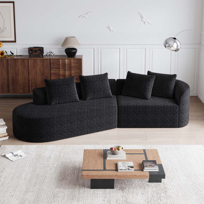 Canapé modulaire surdimensionné rembourré en chenille moderne avec sièges très profonds et larges, 4 coussins décoratifs et une combinaison gratuite pour le salon et la chambre à coucher