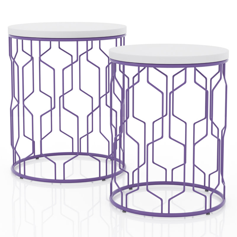 Crowne 2-Piece Nesting Tables, Purple 