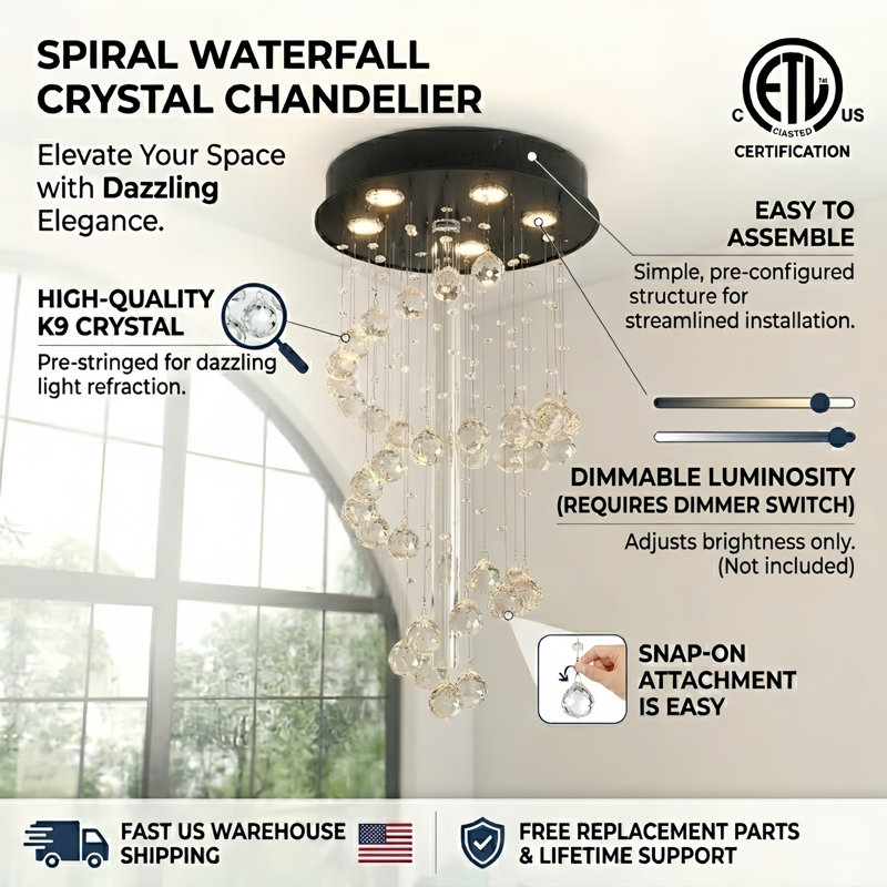 Sandifer 15.7" W 5-Light Metal Tiered Chandelier with Crystal Accents