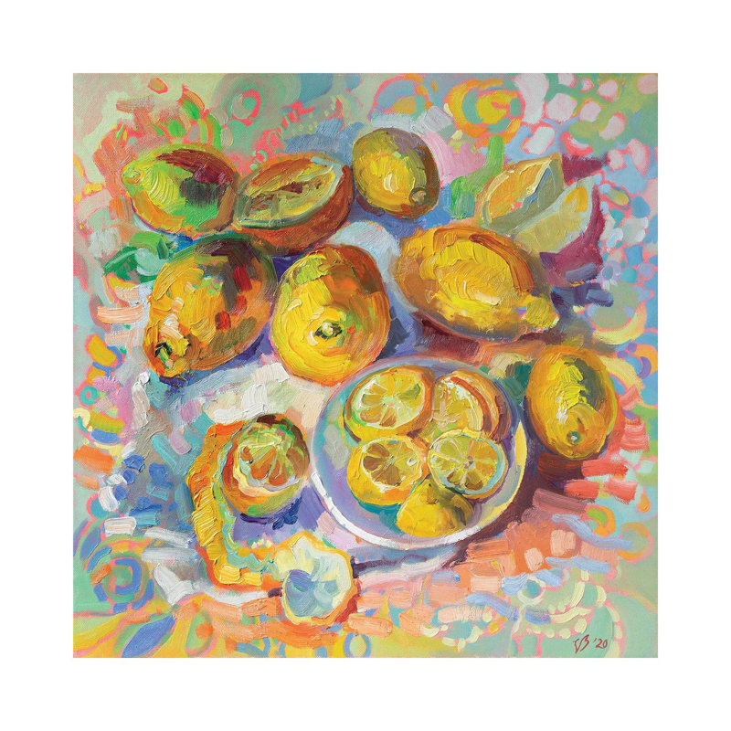 Lemons by Katharina Valeeva - Wrapped Canvas Painting, 93.98 cm H x 93.98 cm W x 3.175 cm D