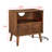 Mid-Century Modern Fluted Nightstand With USB Ports, Charging Station, Storage Drawer And Solid Wood Legs