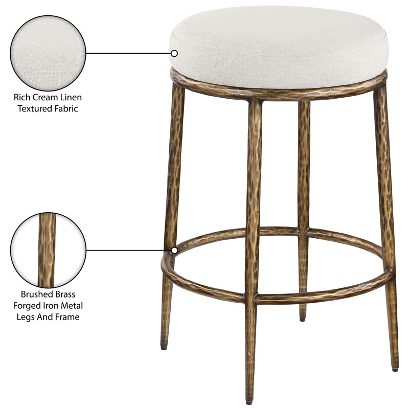 Tabouret de comptoir Ferro Hessle, Crème, Doré