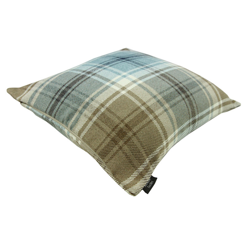 Bret Plaid Square Cushion, Duck Egg