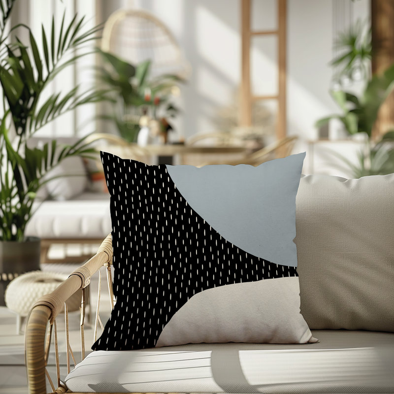 Coussin carré intérieur / extérieur pia, H 19 po x l 19 po, Gris / noir / blanc cassé