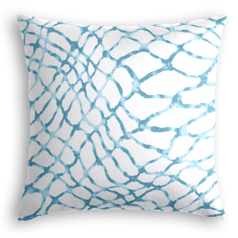 Waterpolo Square Pillow Cover & Insert, Teal/White, 16" x 16"