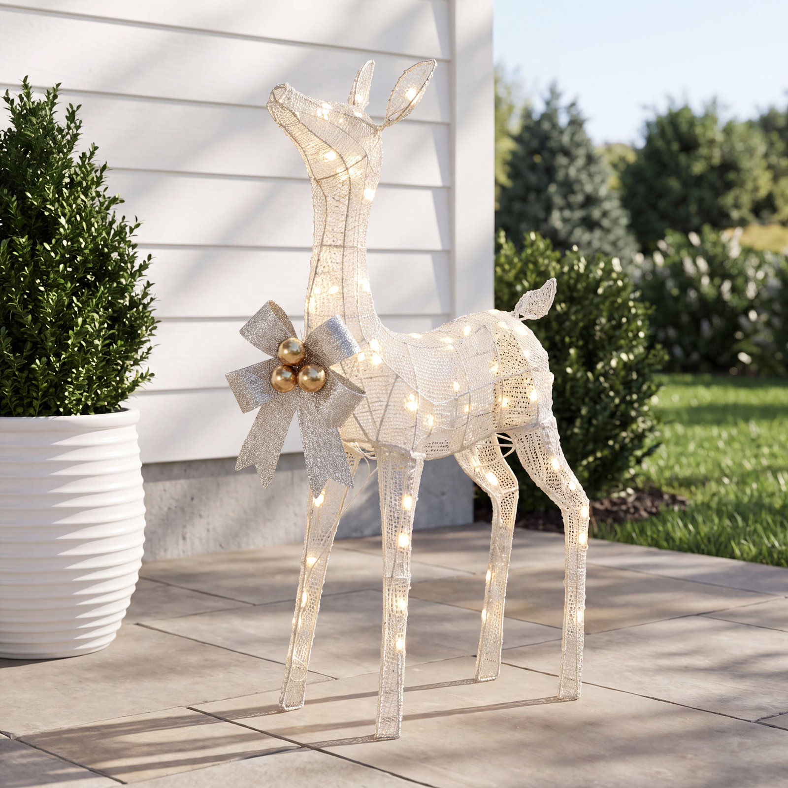 The Holiday Aisle® 36" Pre-Lit Glitter Fawn