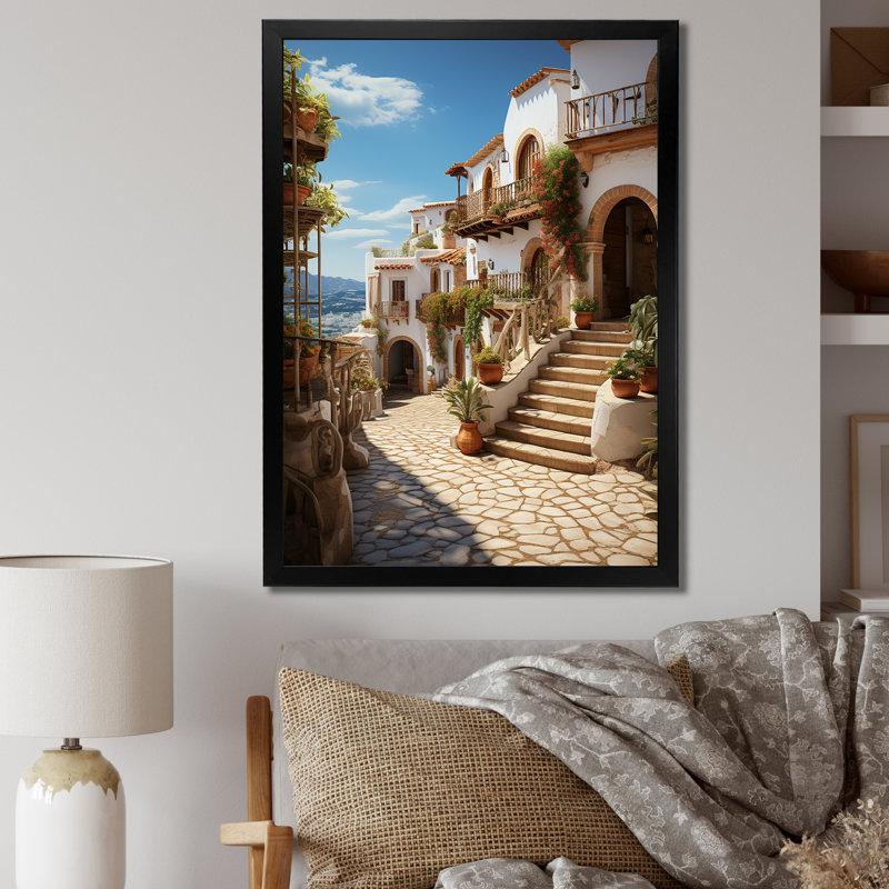 Espagne Espagne Village III - impression, Cadre photo noir, H 44 po x l 34 po x P 1,5 po