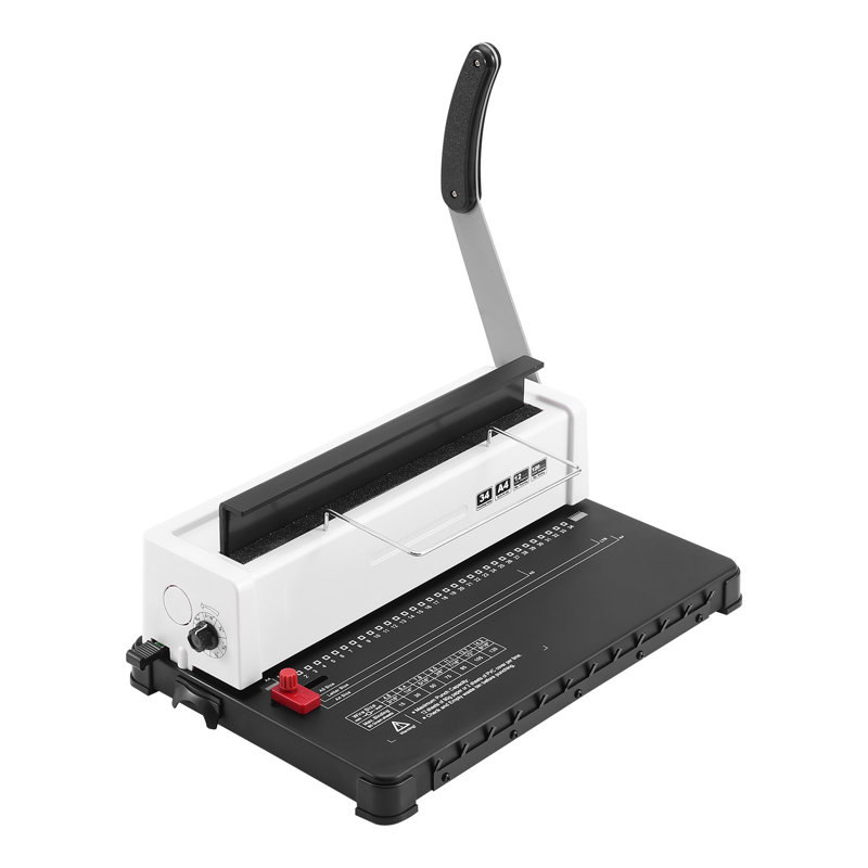 Manual Coil Spiral Binding Machine, 34-Hole Punch for 12 Sheets, Adjustable Binder for Letter/A4/A5 Documents, White and Black ABS Construction