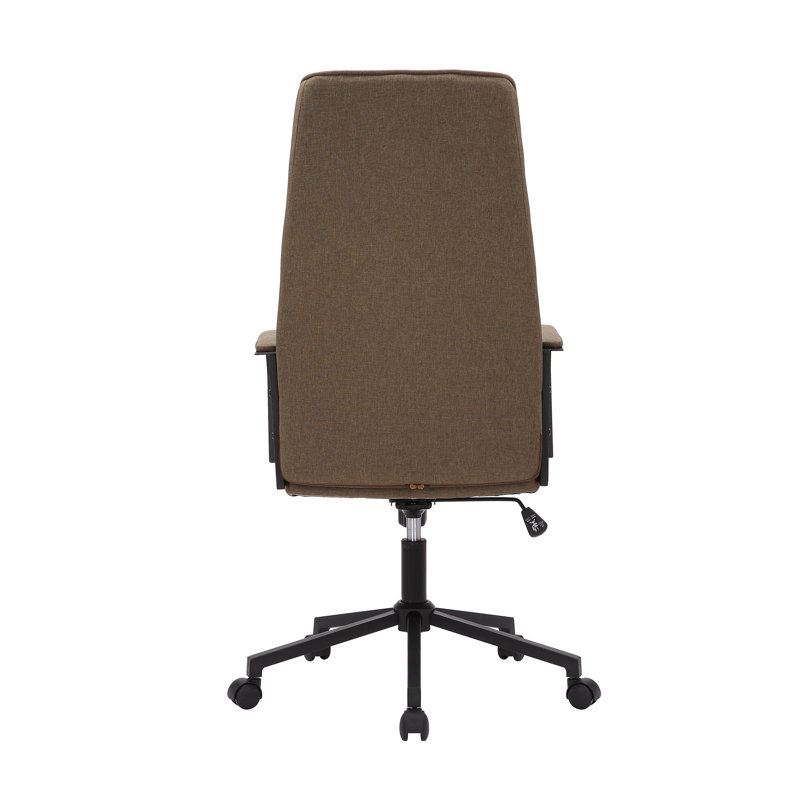 Linen Office Chair with Headrest, Brown