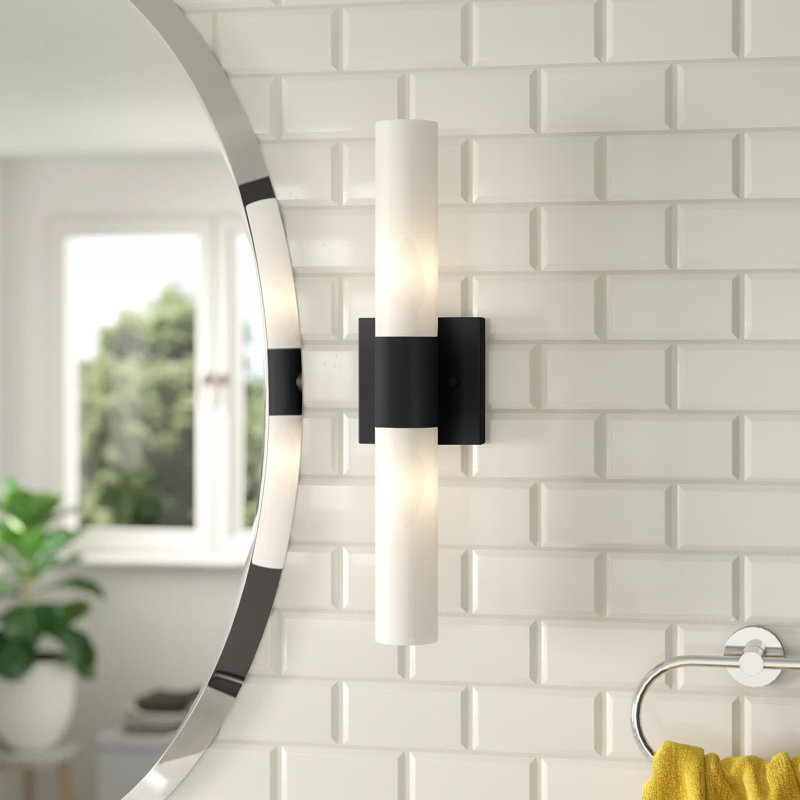 Cailum 2-Light Dimmable Vanity Light, Black/Brushed Nickel