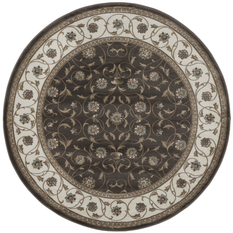 Tapis brun / ivoire Pisa, Rond 5 pi 3 po