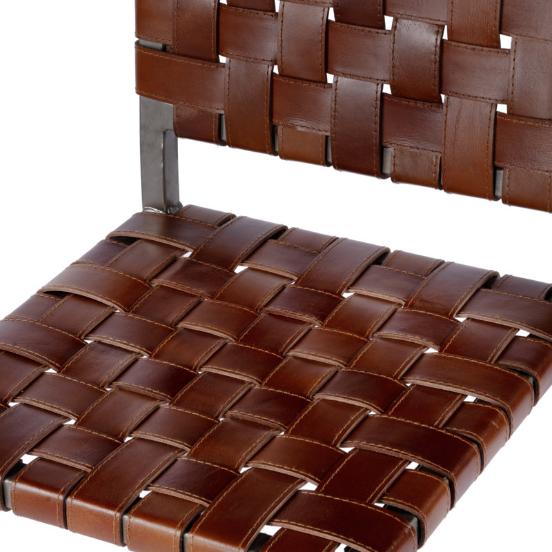 Bromley Iron and Leather 24.5" Counter Stool, Brown/Silver