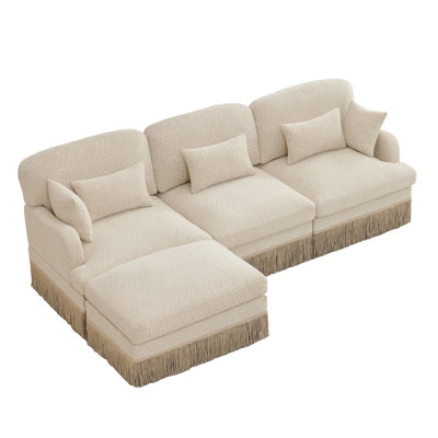 Comfy Chenille Leopard Printing L-Shaped Sofa