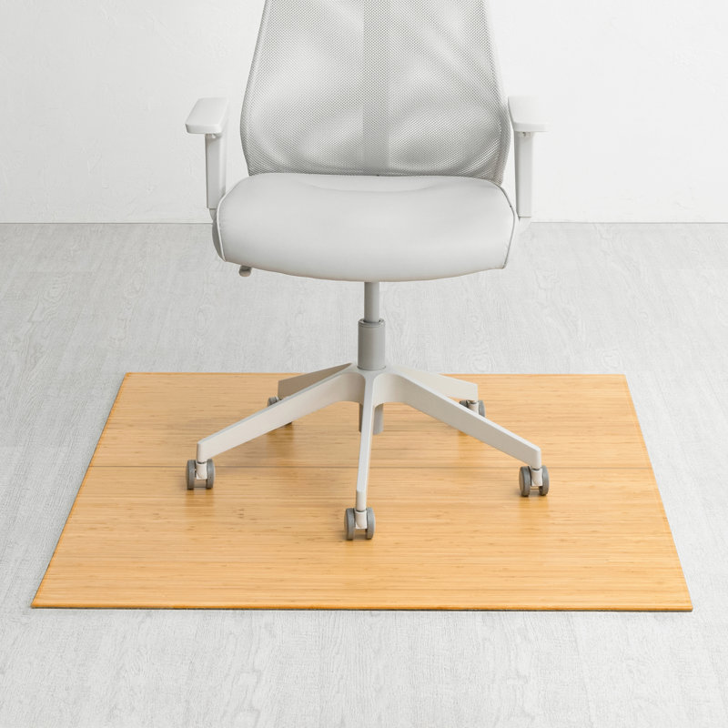 Tapis de chaise standard en bambou épais de 12 mm d'épaisseur - antidérapant, rectangulaire, idéal pour les planchers de bois franc