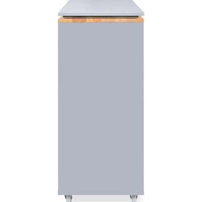 Rolling Kitchen Island With Extended Table, Led Lights, Power Sockets, Fluted Glass Doors & Versatile Storage, Grey Tabletop, Doors, Illumination Socket