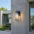 Alvime 16.75" H Modern Black Drum Exterior Wall Lights with High Strength Clear Glass