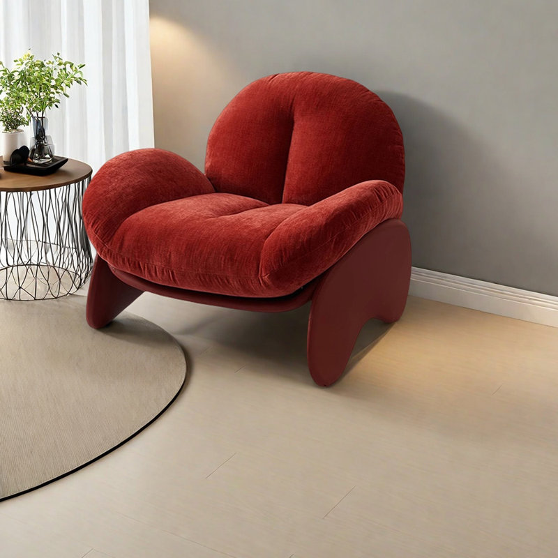 Chaise de loisirs élégante en bois massif, Mélange de polyester rouge