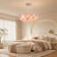 Lustre suspendu en verre rose à 8 lumières avec abat-jour en forme de disque superposés, hauteur de suspension réglable, diamètre 60 cm