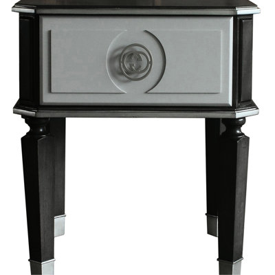 Modern End Table With Charcoal And Grey Finish 1 Drawer For Home Living Room