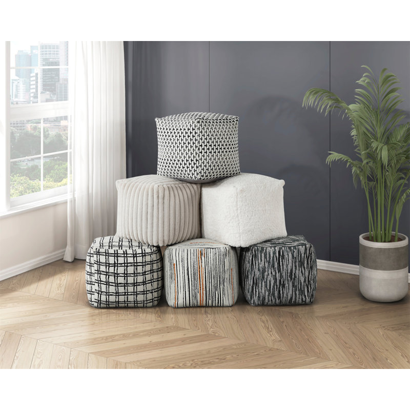 Repose-pieds carré rembourré en tissu jacquard