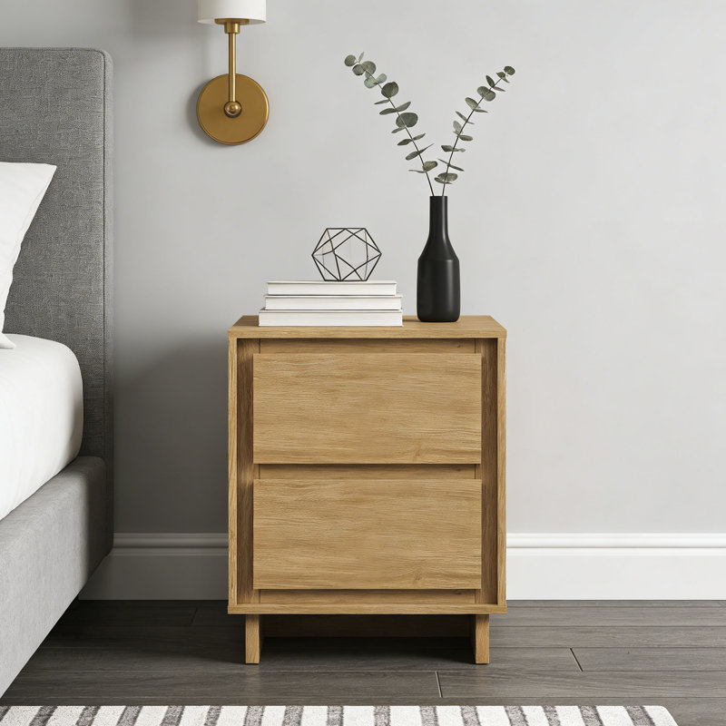 Table de chevet 2 tiroirs au design moderne et polyvalente pour toutes les pièces, Brun