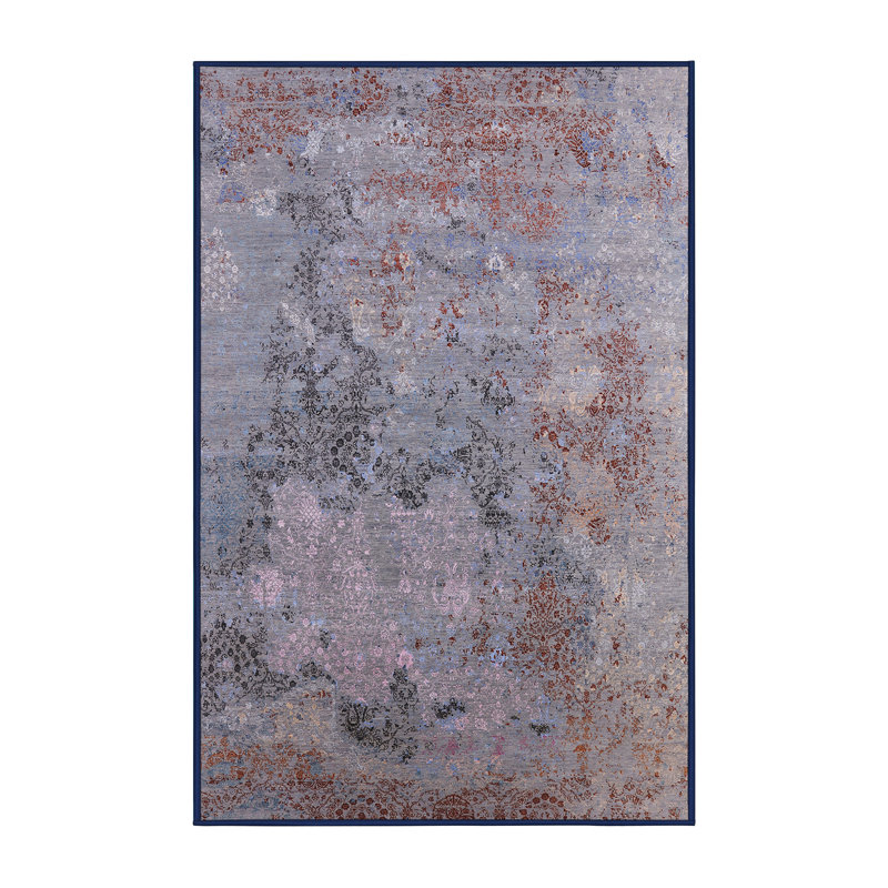 Tapis abstrait bleu / rouge Branchdale, Rectangle 2 pi x 3 pi