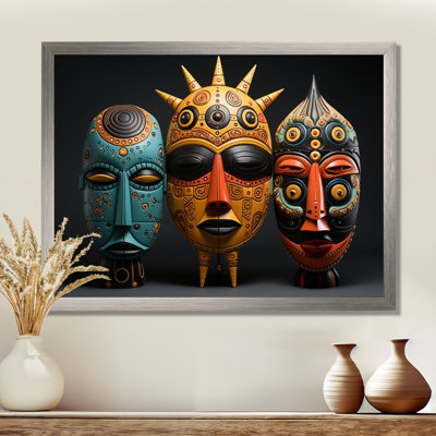 Masques colorés d'Afrique sur toile