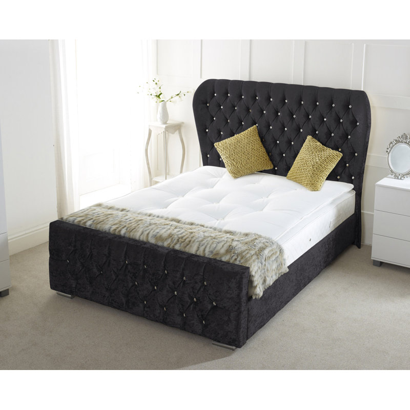 Sarai Upholstered Bed, Double (4'6), Black