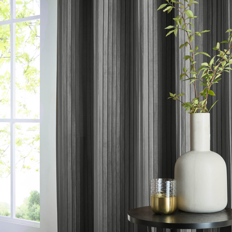 Corinthian Room Darkening Curtain Panel Pair, Grey, 90cm Width x 183cm Drop