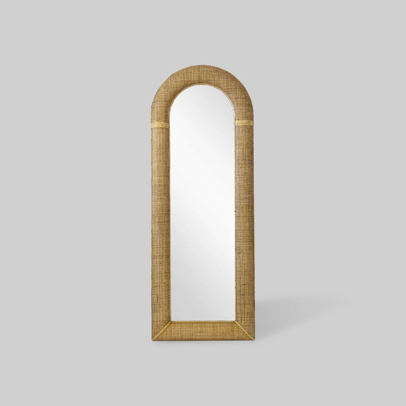 Half-Circle Rattan+Manufactured Wood Full Length Mirrors