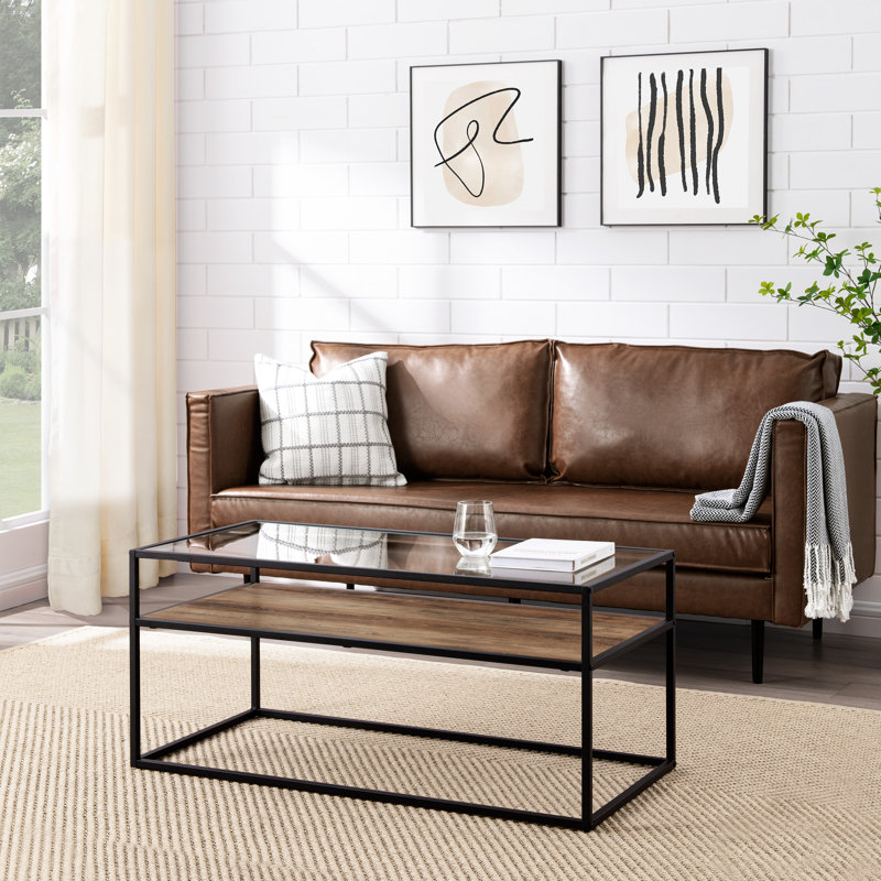 Ugarte Frame Coffee Table with Storage, Rustic Oak/Stone Grey