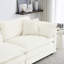 Canapé de salon Mid-Century moderne, 3 chenilles blanches, structure en bois, tissu respirant pour une qualité relaxante, chenille avec coussins