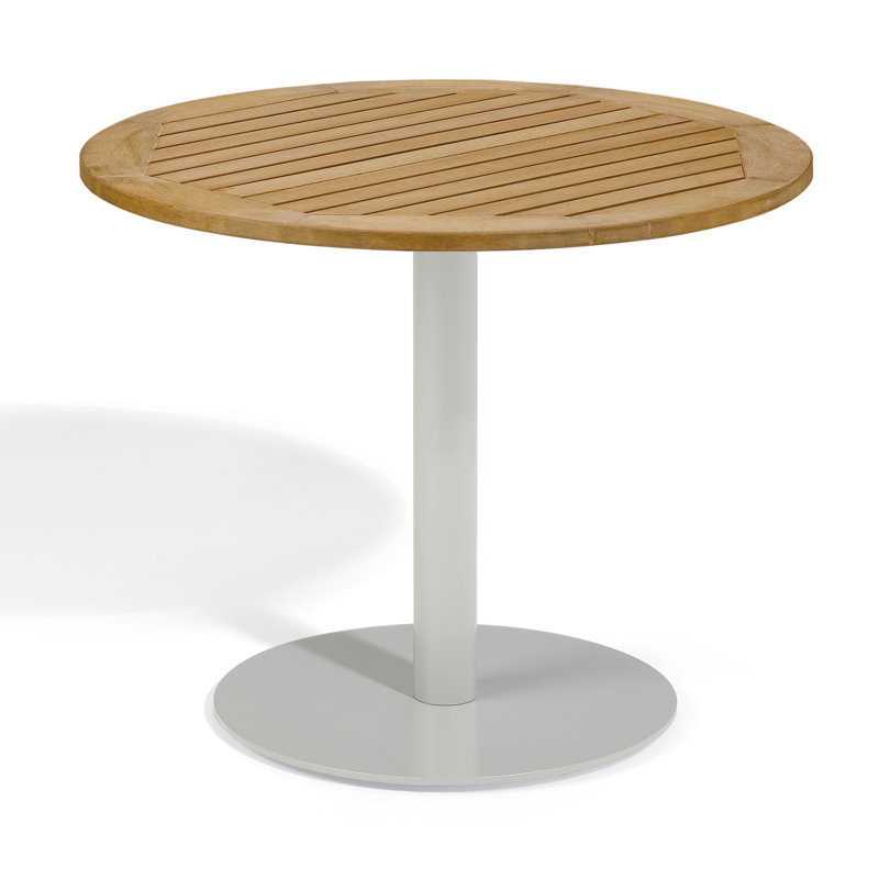 Travira Round Metal Outdoor Bistro Table , in. W in. D, 24" W x 24" L, Tekwood Natural
