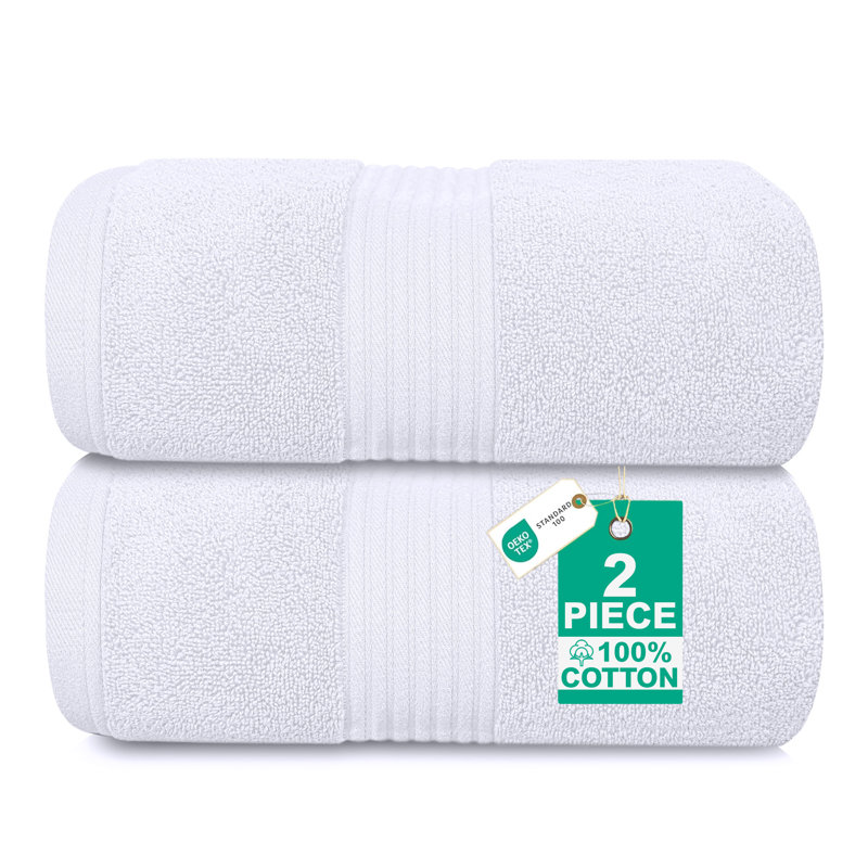 100% Cotton Midweight Bath Sheet, Bath Sheet - 2 Packs, White