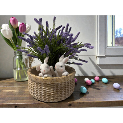 Round Resin Basket w/Easter Bunnies
