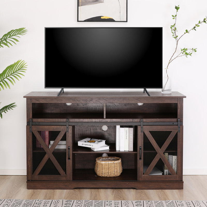 Meuble télé pour téléviseur de 65 po ou moins Adonte, Brun foncé